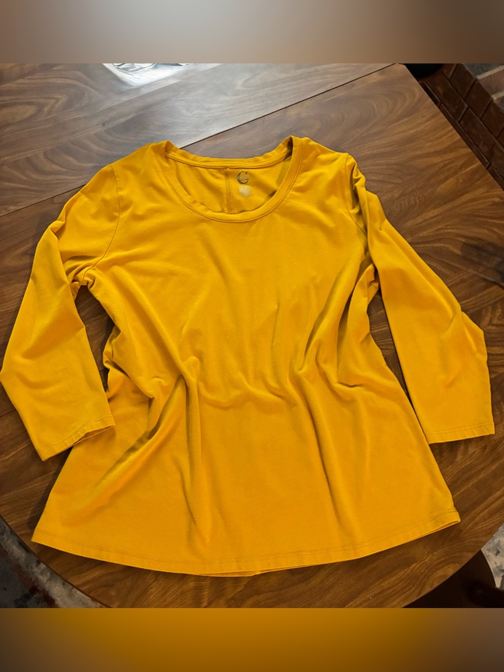 CATO Classic Women's Long Sleeve Scoop Neck Top — Mustard Yellow